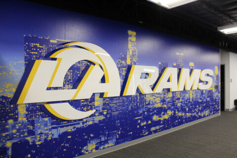 La Rams logo on wall